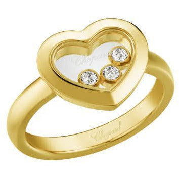 Chopard Yellow Gold Heart Ring With 3 Floating Diamonds 82A611