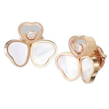 Chopard Happy Hearts Wings Rose Gold Mother Of Pearl Earrings