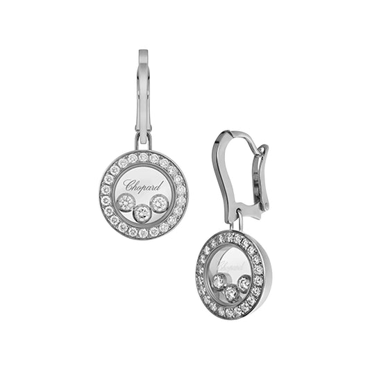 Chopard Round Diamond Hanging Earrings With 6 Dancing Diamonds