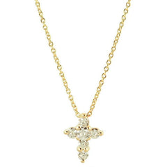 Tiny Treasures Yellow Gold Larger Diamond Baby Cross Necklace
