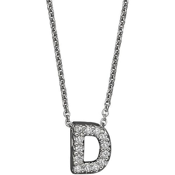 Buy Estele Valentine Gift - Rhodium Plated Initial D Letter Pendant for  Women online