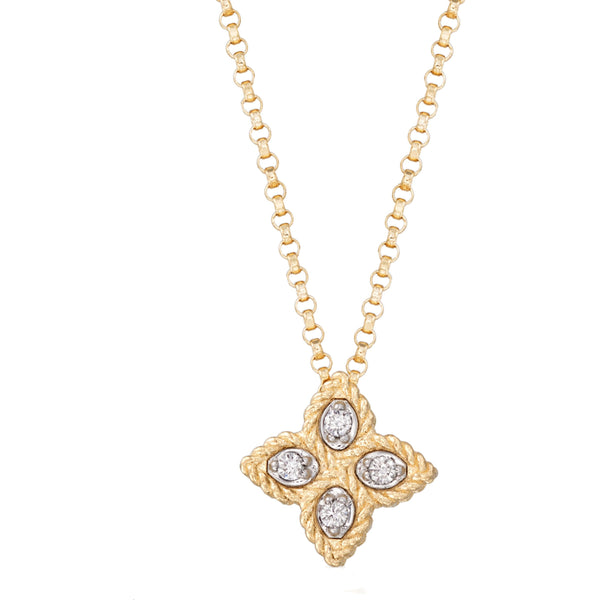 Roberto Coin Yellow Gold Diamond Small Flower Necklace 7771370AJCHX