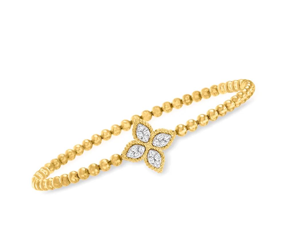 Roberto Coin Venetian Princess Medium Diamond Flower Stretch Bracelet