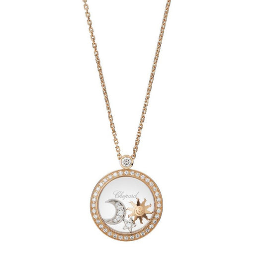 Chopard Diamond Rose Gold Sun Moon Stars Pendant