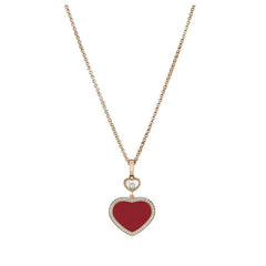 Happy Hearts Rose Gold Red Stone Diamond Heart Pendant