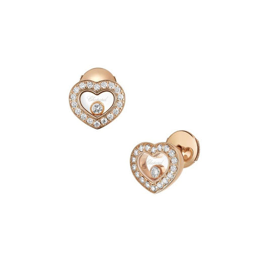 Chopard Rose Gold Diamond Heart Earrings