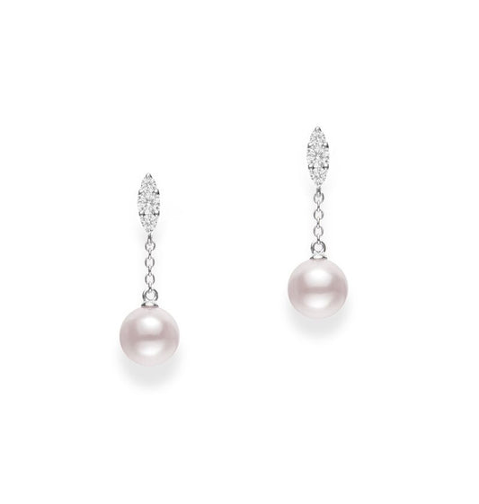 Mikimoto Morning Dew Akoya Diamond Drop Earrings