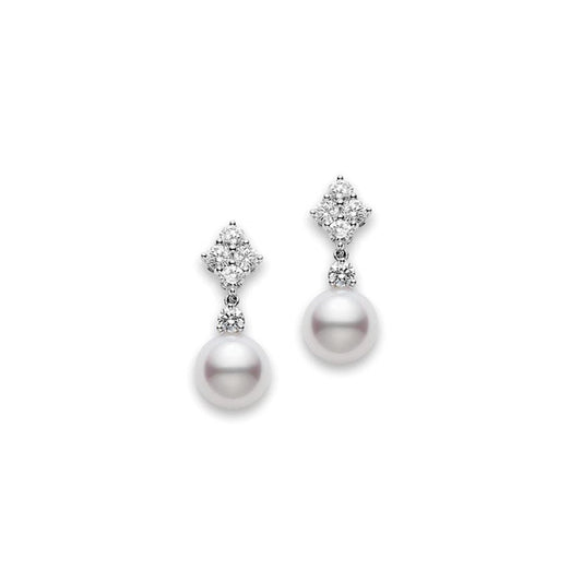 Mikimoto Classic Elegance Diamond Pearl Drop Earrings